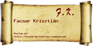 Facsar Krisztián névjegykártya